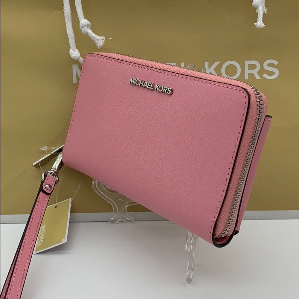 MICHAEL KORS MD ZA PHONE HOLDER WALLET Carnation - Picture 1 of 16
